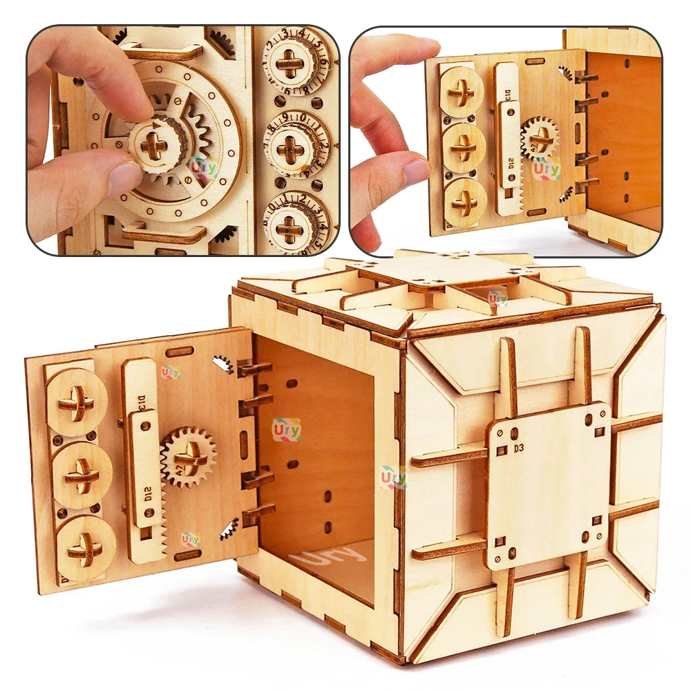 URY 3D 나무 퍼즐 암호 보물 돈 상자 돼지 저금통 - Woodworking Women 리뷰 및 가격